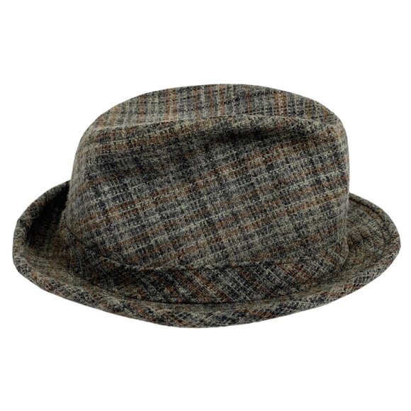 London Fog Fedora Hat Lodger Gray Wool Feather Band Men's Size OS Vintage - Picture 3 of 6